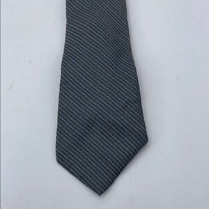 Vintage Lanvin Men's Blue and Gray Striped Pure Silk Tie